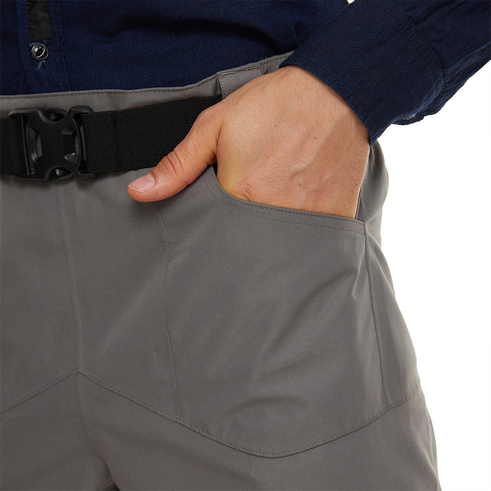Calça Vadeadora Masculina de Pesca de Cintura em Tecido Impermeável de Três Camadas com Meias de Neoprene para Dias Frios