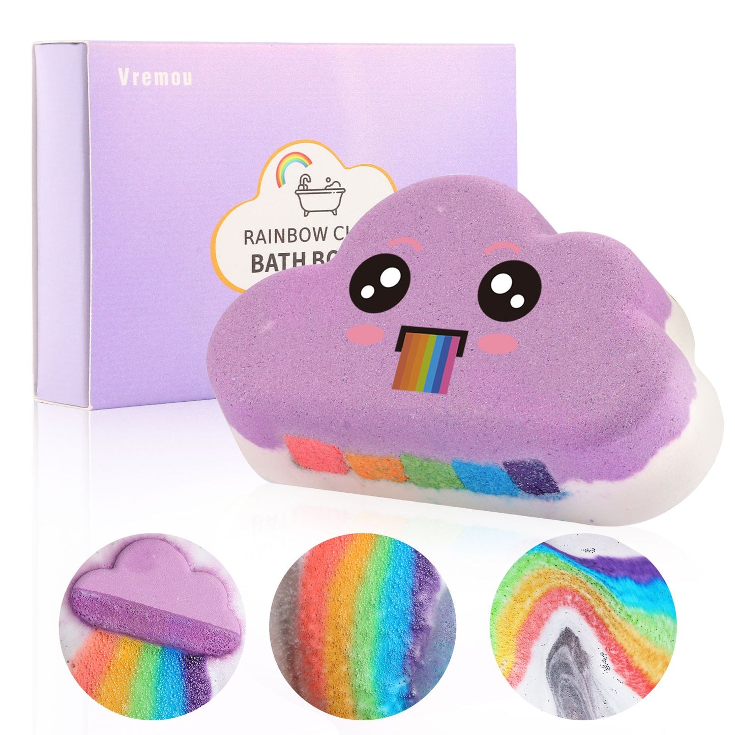 1/4 unidades de bombas de banho arco-íris, conjunto de presente, bombas de banho orgânicas feitas à mão para crianças e meninas, bomba efervescente natural para banho de espuma infantil