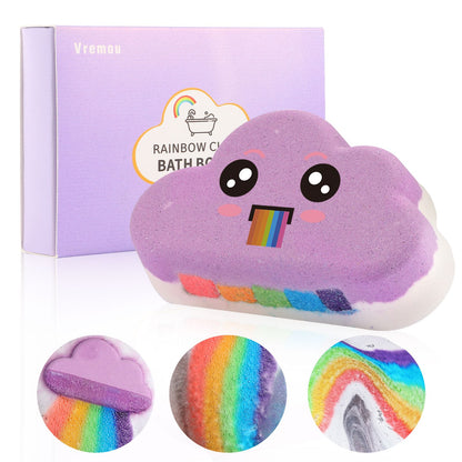 1/4 unidades de bombas de banho arco-íris, conjunto de presente, bombas de banho orgânicas feitas à mão para crianças e meninas, bomba efervescente natural para banho de espuma infantil