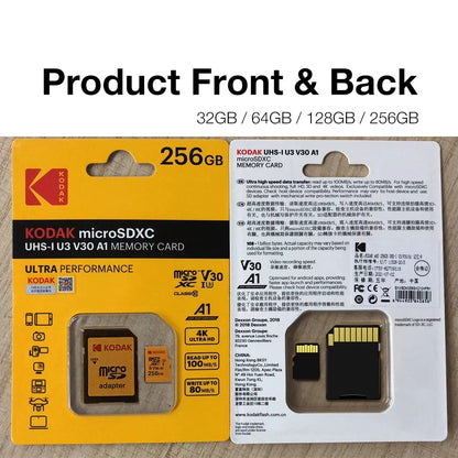 KODAK Micro SD Card RED Memory Card with Adapte 32GB MicroSDHC 64GB MicroSDXC MicroSD C10 A1 TF Flash Cards Cartao De Memoria