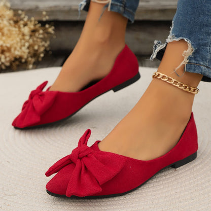 Women Flats Shoes Summer New Bow Pointed Toe Female Loafers Walking Fashion Sneakers Casual Shallow Breathable Shoes for Women