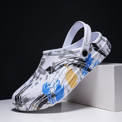 Men's Summer Camouflage Graffiti Sandals Garden Clogs Shoes Men Outdoor Beach Anti-skid Slippers Indoor Home Shoe big size 45-49