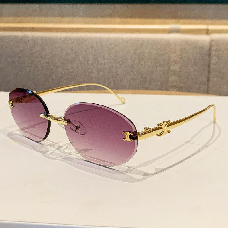 Fashion Rimless Sunglasses Women Trendy Gradient Lens Frameless Square Sun Glasses Female Retro Punk Shades UV400 Eyewear 308336