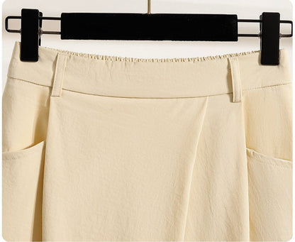 Summer Women Plus Size Skirt 2025 New High Waist Irregular Mid Long Skirt Woman Elastic Waist A Line Pleated Big Size Skirts