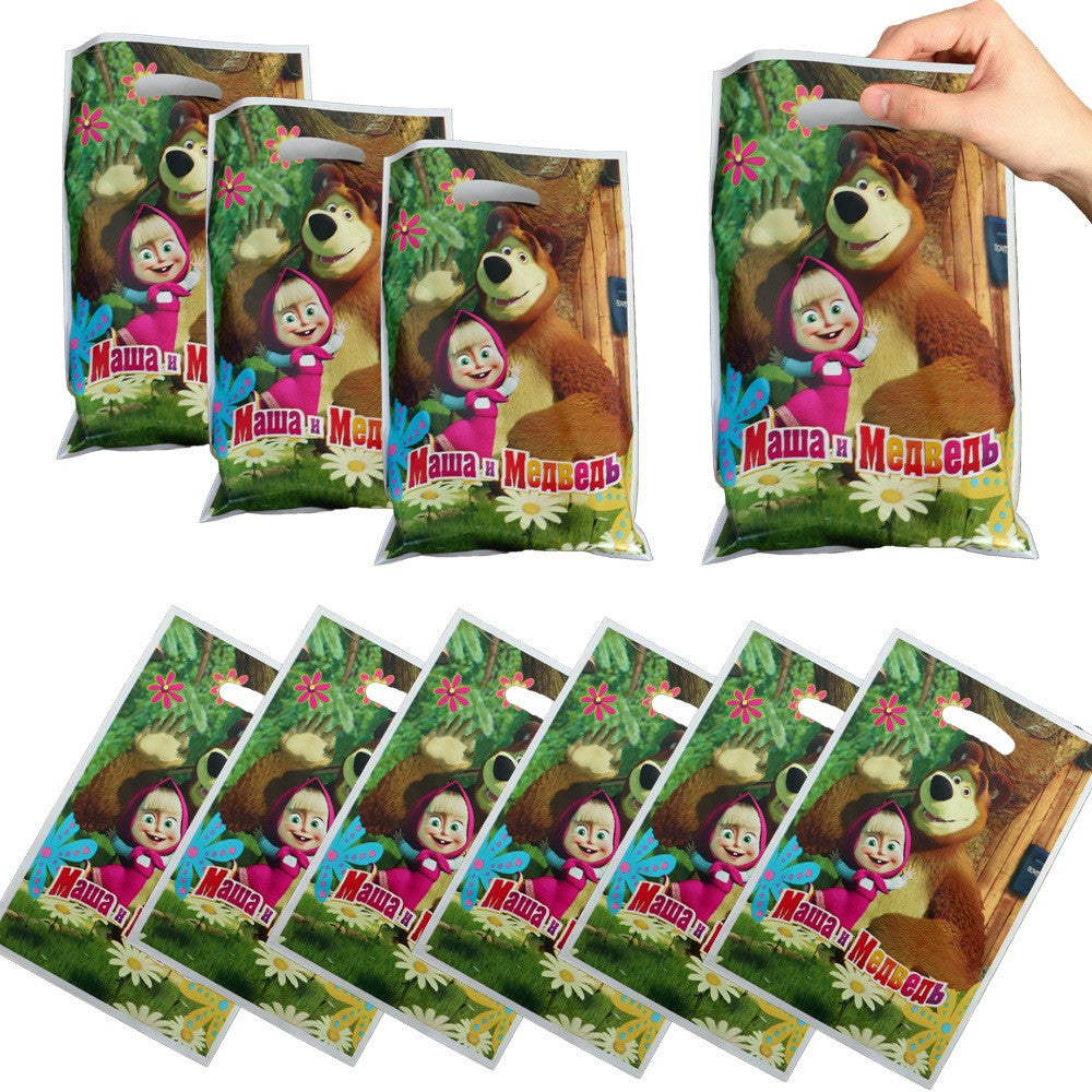 Masha and The Bear Theme Birthday Party Supplies Girls Masha Tableware Set Balloons Plates Cups for Kids Party Baby Shower Decor