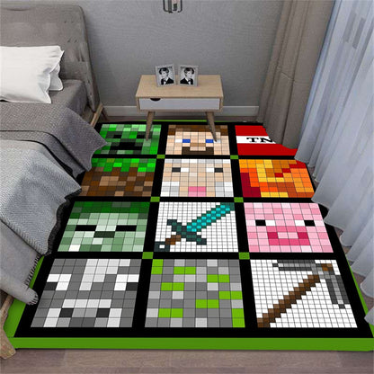 MINISO Trendy Pixel Game Art Floor Mat for Living Room Bedroom E-Sports Room Durable Washable Rug Modern Decor Gift for Gamer