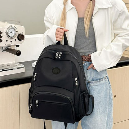 Mochila escolar de cor neutra para homens e mulheres, mochila de ombro duplo, mochila de viagem e para o dia a dia, mochila com design simples