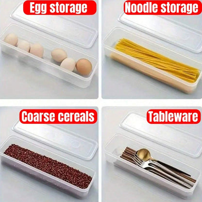 1/2/4Pcs Refrigerator Storage Boxes With Lid Plastic Fresh Keeping Box Kitchen Scallions Cilantro Eggs Noodles Sealed Container