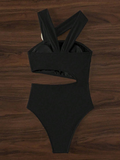 Vigoashely Solid 2025 One-shoulder Swimwear Women Sexy Push UP Hollow One Piece Swimsuit Monokini Summer Beach Lady Bathing Suit