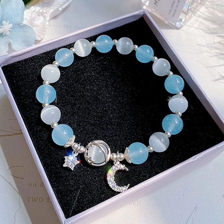 Nova pulseira de cristal com contas simples para mulheres meninas coreanas ins flor raposa pena borla pulseiras melhores amigas joias presentes 2024
