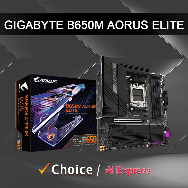 Placa-mãe GIGABYTE B650M AORUS ELITE Micro-ATX AMD B650 DDR5 M.2 192G para processadores AMD Ryzen séries 7000/8000/9000 Socket AM5