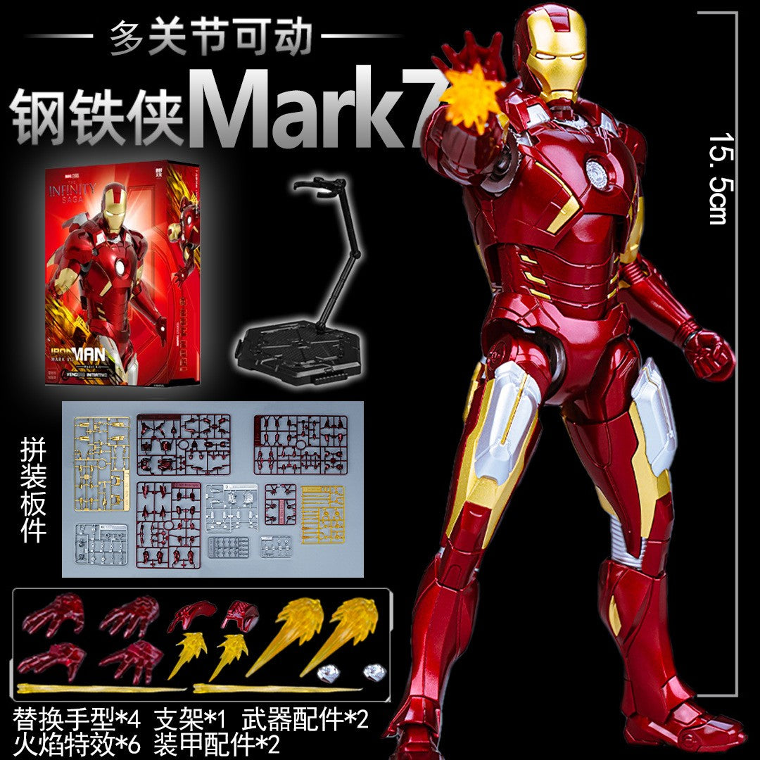 26CM Fondjoy Original Iron Man 1/7 MK42 MK43 1/12 MK1 MK2 MK3 MK4 MK5 MK6 Assembled Tony Stark Action Figure Collect Toy Gift