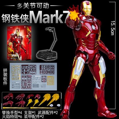 26CM Fondjoy Original Iron Man 1/7 MK42 MK43 1/12 MK1 MK2 MK3 MK4 MK5 MK6 Assembled Tony Stark Action Figure Collect Toy Gift