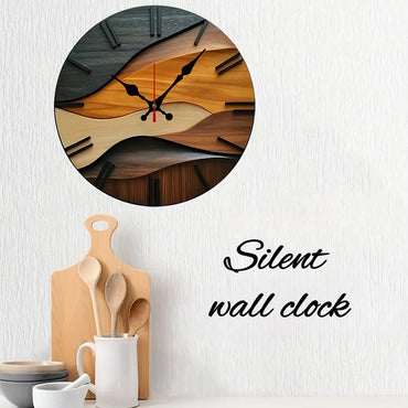 Nordic Style Wooden Round Silent Hanging Wall Clock, Suitable For Living Room, Office, Study Room, Bedroom, Home Decoration