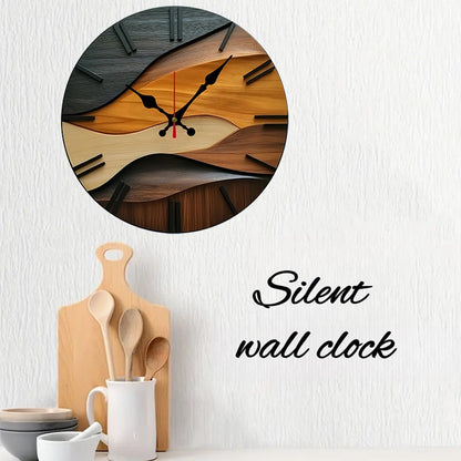 Nordic Style Wooden Round Silent Hanging Wall Clock, Suitable For Living Room, Office, Study Room, Bedroom, Home Decoration
