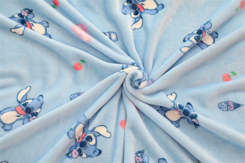 Manta Fofa do Stitch, Manta Quente de Flanela, Fronha com Estampa Estilo Japonês, Colcha para Quarto, Sofá, Cama de Menina