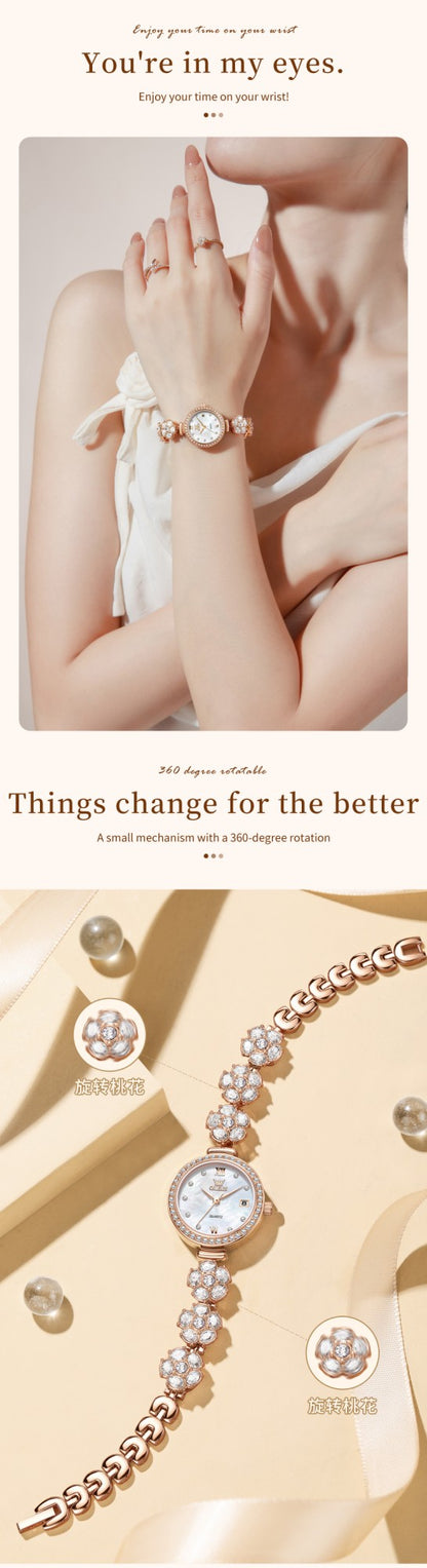 OLEVS 5638 Women Watches Original Elegant Quartz Watch Waterproof Luminous Date Ladies Set Bracelet Watch Girls Gift Reloj Mujer