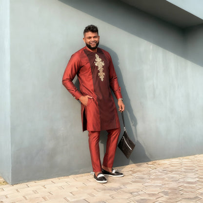 2025 African Traditional Men's Suit Luxury Casual Loose Two Piece Set Holiday Wedding Kaftan Fashionable Ethnic Men's Clothing