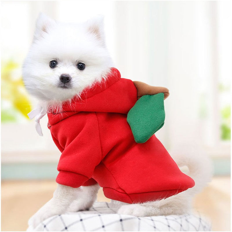 Roupas para Pets Cachorros Moletom com Capuz Fruta Casaco Quente Gato Suéter Fantasia de Inverno para Filhotes Cães de Pequeno Médio Grande Porte e Gatos