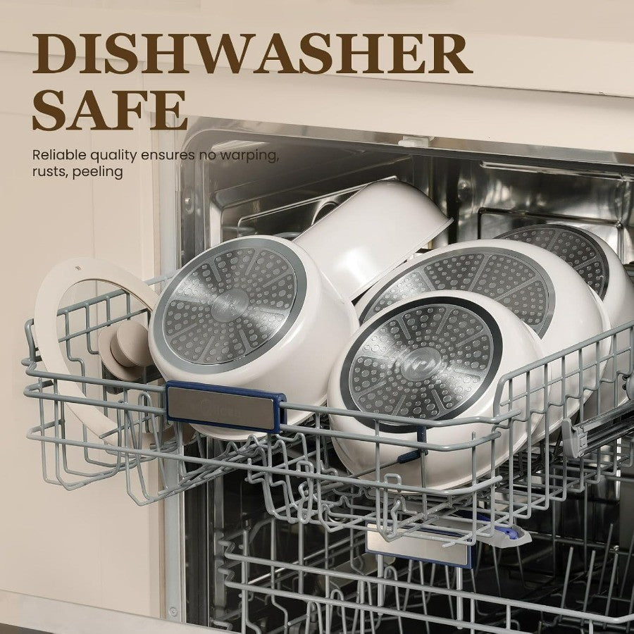 Ceramic Cookware Set, 22 Pcs Nonstick Pots and Pans Set with Detachable Handles, Non Toxic Kitchen Cooking Set with Removable Ha