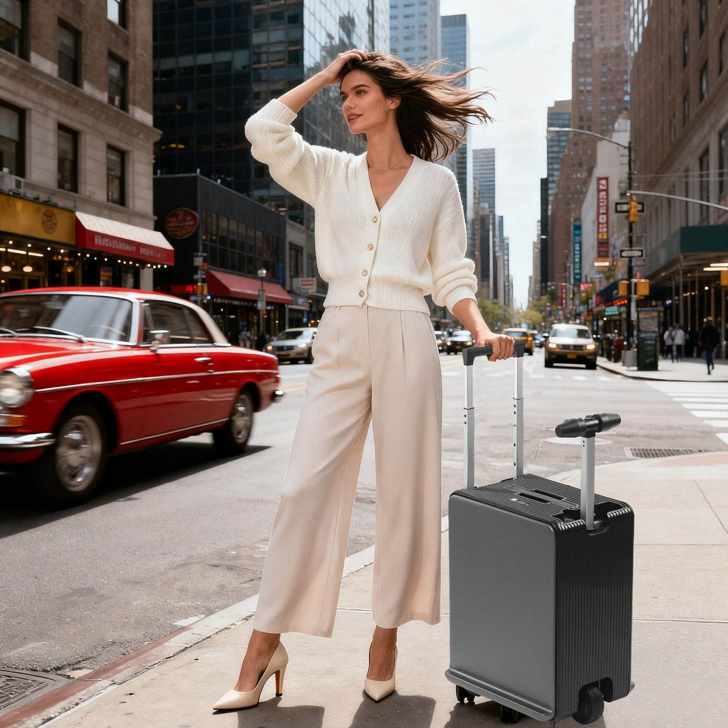 20 Inch Electric Suitcase 40L Large Capacity Boarding Trolley Case With TSA Lock For Men Women Rideable Travel Rolling Luggage