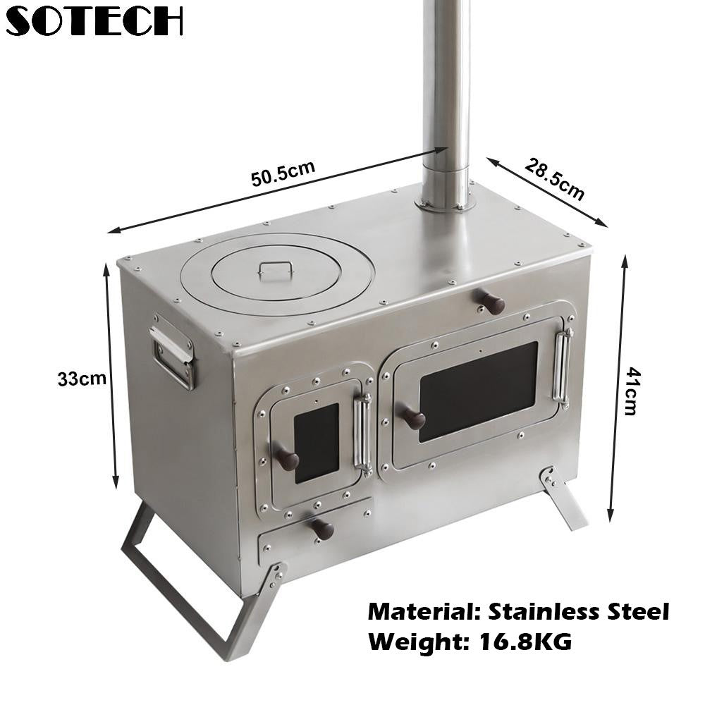 Fogão Multifuncional a Lenha para Acampamento Queimador Externo Portátil com Forno Barraca Fogão Caminhada Piquenique Churrasco Assar Aquecimento Pizza