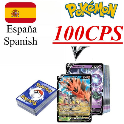 Cartas de Jogo Pokémon em Inglês/Alemão/Espanhol/Coreano/Francês Pikachu Mew Coleção de Cartas Colecionáveis PTCG Brinquedos de Presente Cartas de Jogo de Mesa