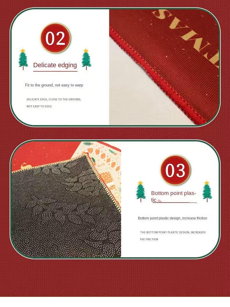 VIKAMA 1/2pcs Christmas Kitchen Rugs Truck Christmas Tree Bedroom Hallway Rugs Entry Welcome Doormat Home Decoration