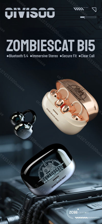 Zombiescat B15 OWS Ear Clip Headphone 360° Immersive Stereo Bluetooth 5.4 Wireless Earphones ENC Clear Call TWS Wireless Earbuds