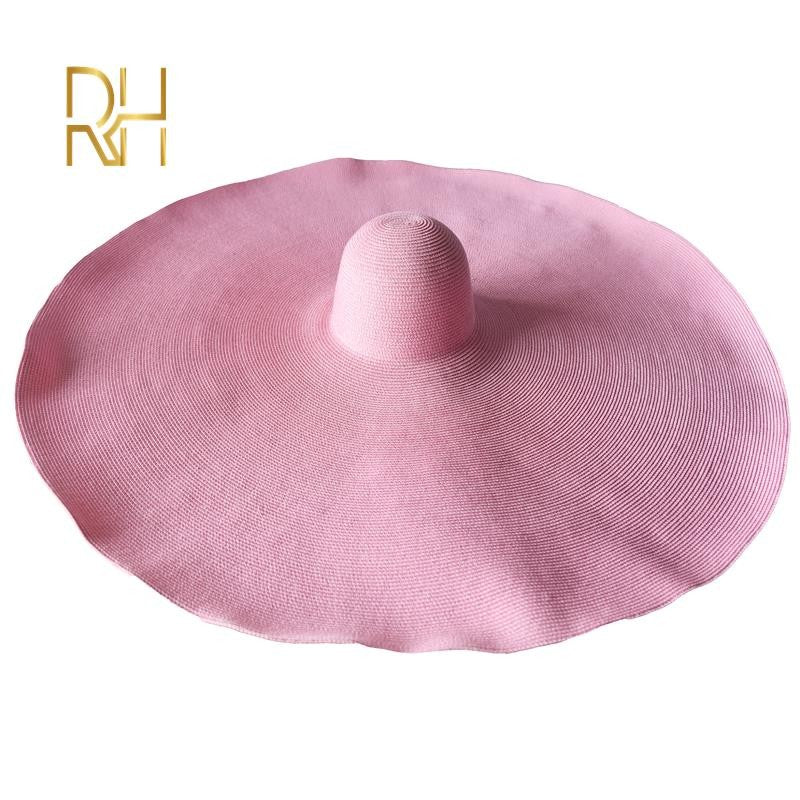 Big Beach Sun Straw Hat 30 40cm Brim 80 100cm Diameter Women Round Protect Travel Holiday Caps Foldable Super Large Straw Hat