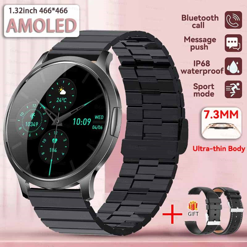 2026New Ultra Slim 1.32" HD AMOLED SmartWatch Women's Screen Always Display Time Heart Rate Calls HD High-end Fashion Smartwatch