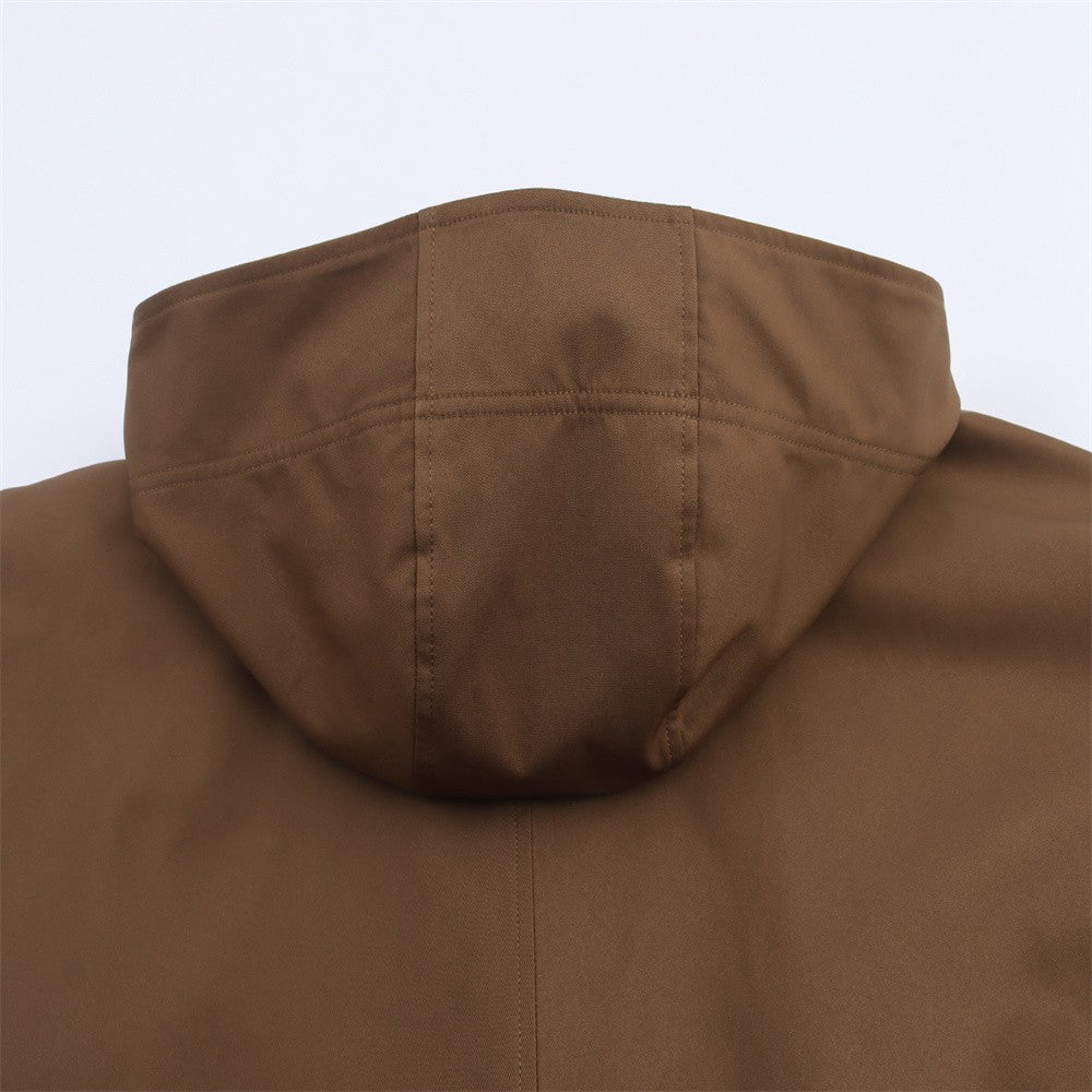 Autumn new European and American style hooded long sleeved lapel jacket single breasted trench coat short jacket