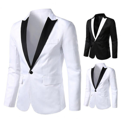 Men Formal Loose Contrast Color Suit Coat Classic Men Suit Coat