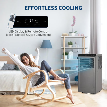 Ar Condicionado Portátil, 10000 BTU ASHRAE (6000 BTU DOE) para Cômodos de até 450 Pés Quadrados, Silencioso 3 em 1 com Função Ventilador e Controle Remoto