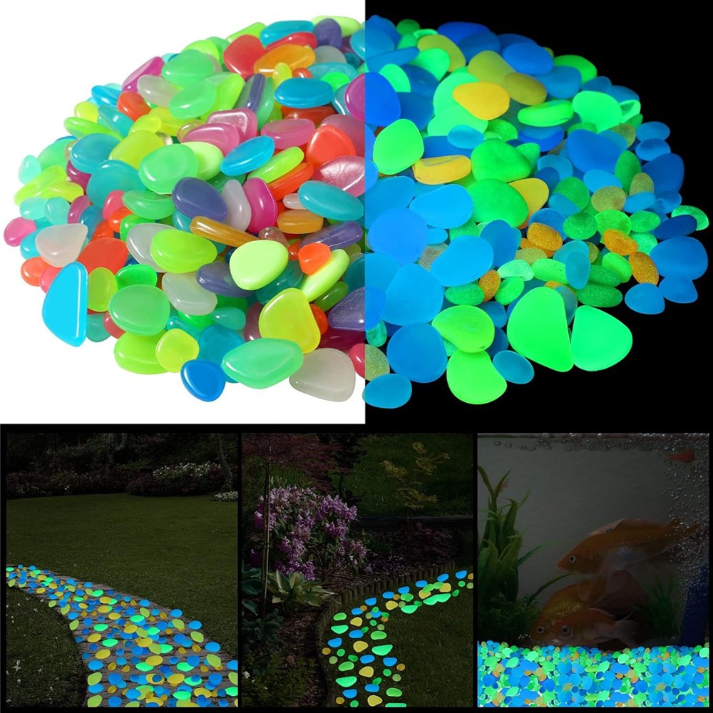50/200 PEÇAS Pedras Que Brilham No Escuro Seixos Luminosos Para Decoração De Jardim Quintal Interior E Exterior