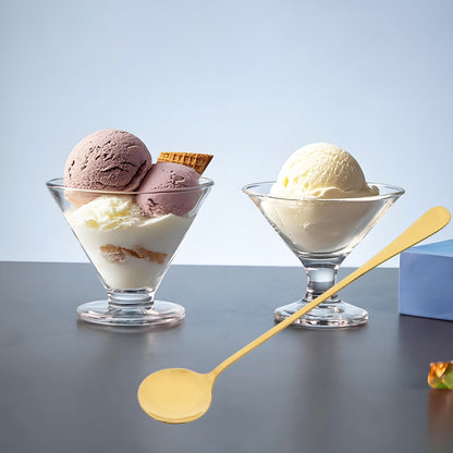 Conjunto de 8 Colheres de Sobremesa Brilhantes Aço Inoxidável Colher de Cabo Longo Adequada para Mexer Chá com Leite Suco Milk-shakes Sorvete Café