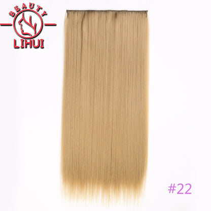 Extensões de cabelo sintéticas com clipe, longas e lisas, com 5 clipes em uma única peça, extensões de cabelo multicoloridas LIHUI