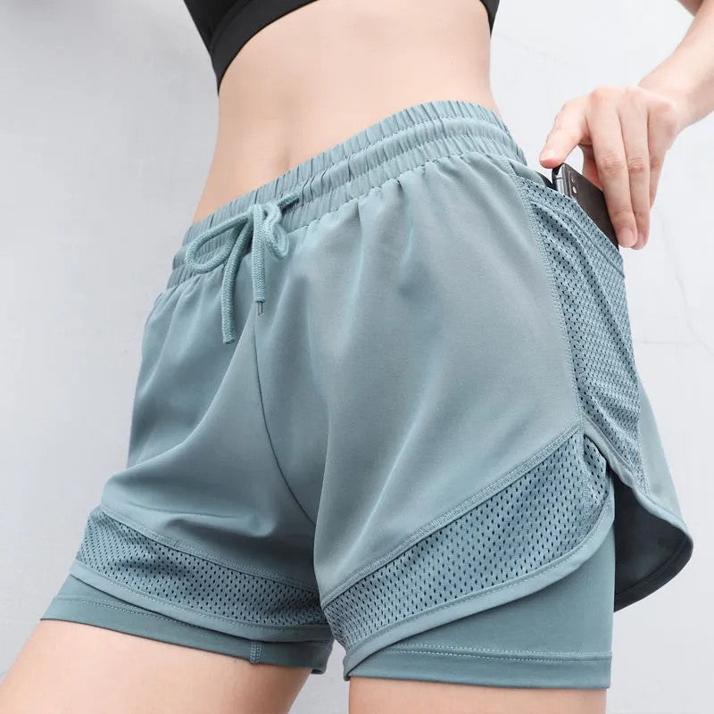 Summer sports shorts, women's loose casual anti-walking, light speed drying, high-waisted running, fitness, yoga, thin, breathab