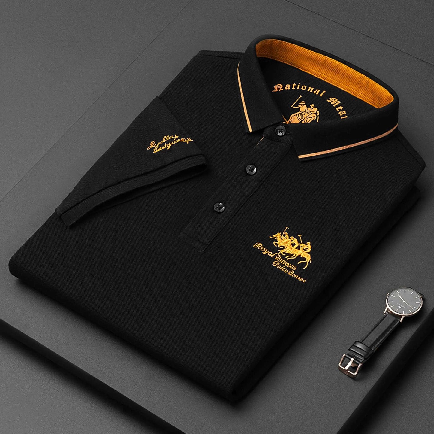 Summer New Embroidered Cotton Short Sleeved Polo Shirt for Men's Fashion, Casual, Comfortable, and Breathable T-shirt Top