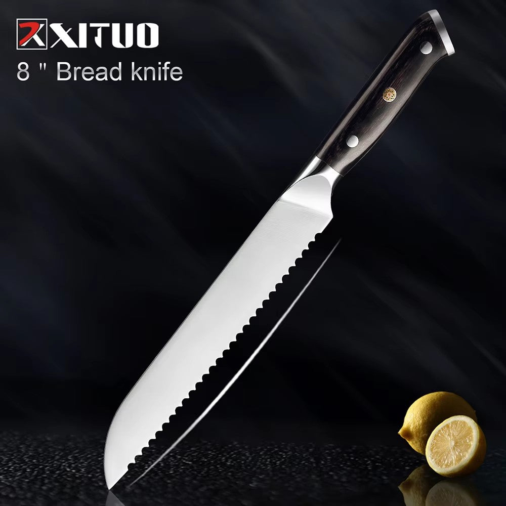 Facas de Cozinha Premium 1-9PEÇAS Conjunto de Facas Japonesas de Aço Inoxidável 5CR15 Incluindo Facas Santoku, Cutelo, Utilitária e de Desossar
