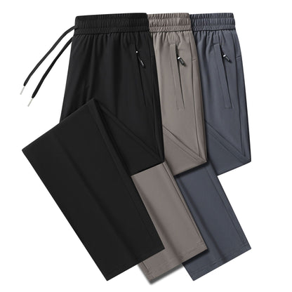 Summer Cool Pants Casual Male Trousers Ice Silk Men's Pants 2025 New Thin  Outdoor Elastic Breathable Straight Leg Sweatpants