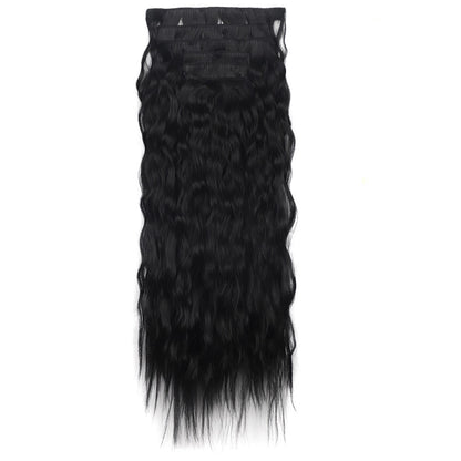 Wig clip hair extensions Cabelo comprido liso extensões de fibra química sintética invisível Conjunto de seis peças de 16 grampos de cabelo