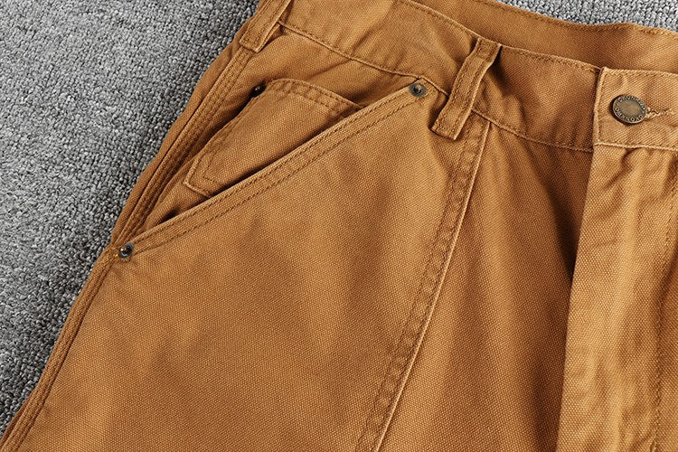 2025 Spring New American Retro Amekaji Heavyweight Woven Cargo Pants Men's Simple 100% Cotton Washed Straight Casual Trousers