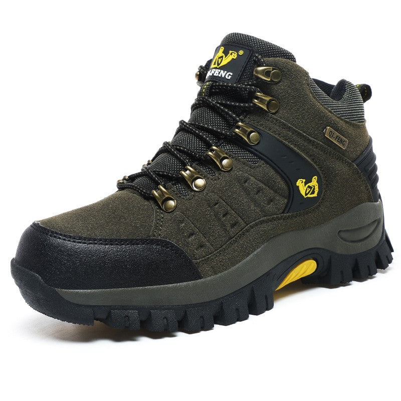 Botas Masculinas Clássicas Modernas para Tornozelo Botas de Caminhada Resistentes ao Desgaste em Camurça de Vaca Tênis de Caminhada Confortáveis Masculinos Sapatos Táticos