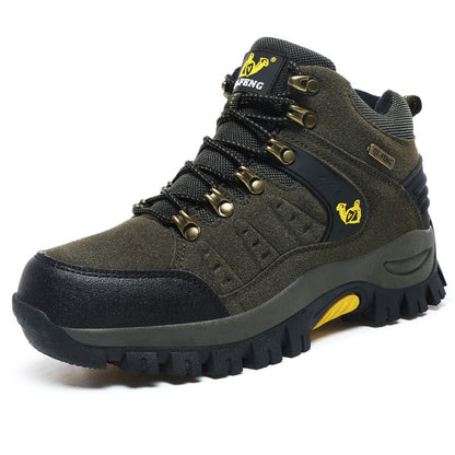Botas Masculinas Clássicas Modernas para Tornozelo Botas de Caminhada Resistentes ao Desgaste em Camurça de Vaca Tênis de Caminhada Confortáveis Masculinos Sapatos Táticos