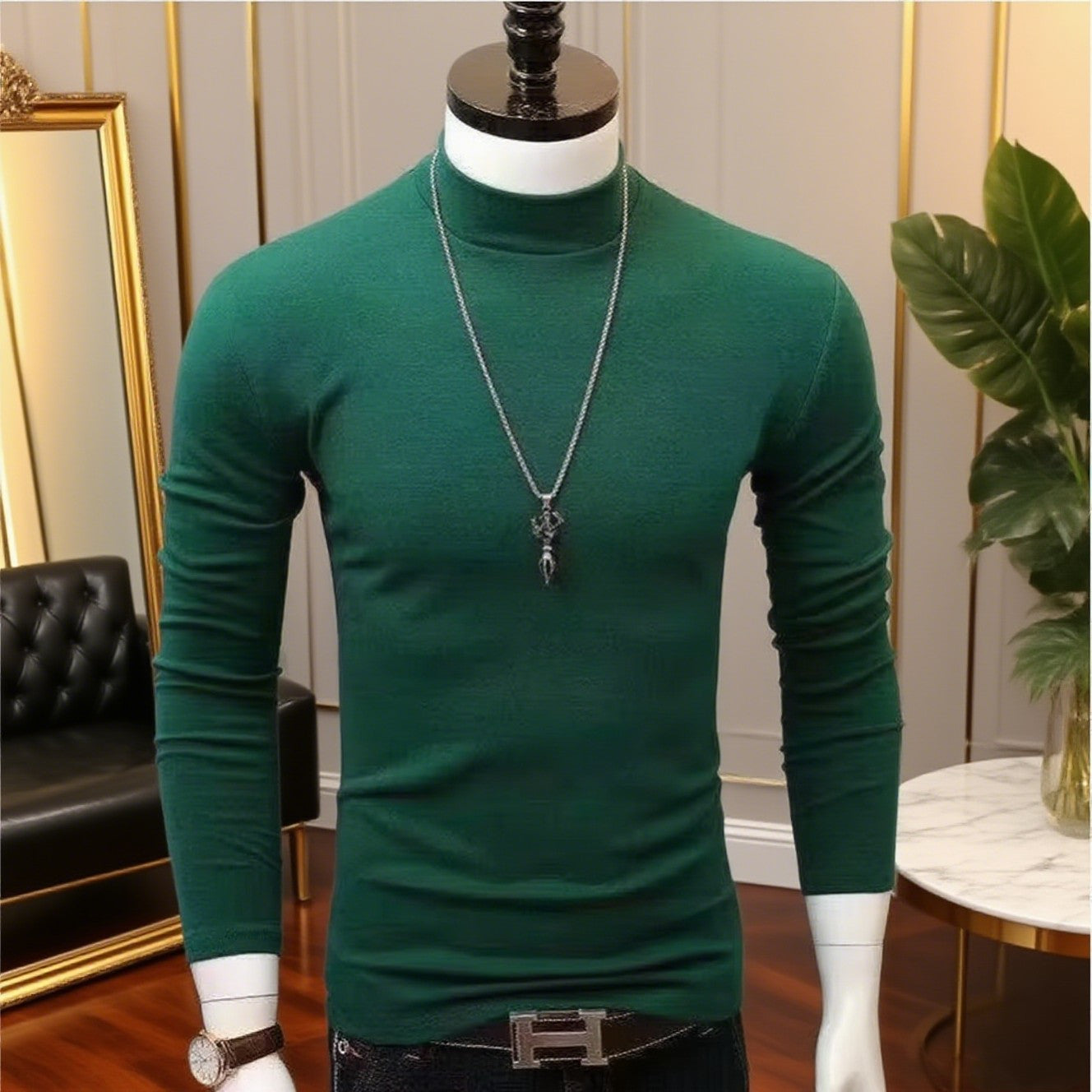Men's Original Shirts Fall/Winter T-Shirt Fashionable Inner Wear for Men Slim Fit Turtleneck Shirt Solid Black Long Sleeve Shirt