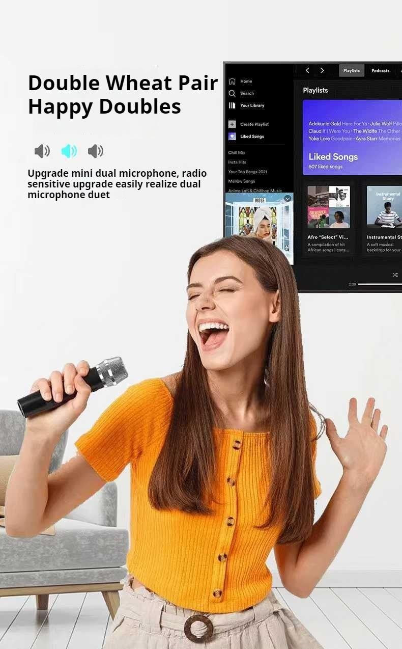 Karaokê Portátil Sem Fio Bluetooth Alto-Falante Com Microfone Máquina Subwoofer Caixa De Som Potente Música Bocina Áudio