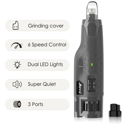 Dog Nail Grinder Dustproof with 2 LED Light - Super Quiet Powerful 6-Speed Nail Trimmer File for Small Medium Large Dogs dog acc