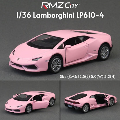 1/36 Lamborghini Super Sport Miniatura de Carro de Brinquedo para Crianças RMZ CiTY Diecast Metal Carrinho de Fricção para Coleção Presente Meninos