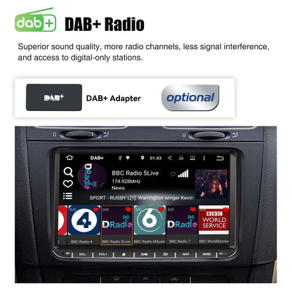Central Multimídia 9" Android 14 4G+64G Sem Fio Carplay GPS NAVI WIFI RDS FM BT EQ para VW Golf 5 6 Passat Polo Touran Tiguan Caddy EOS